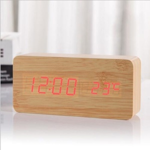 Ceas De Masa LED cu Alarma si Termometru Bamboo WZ2238 - Img 2