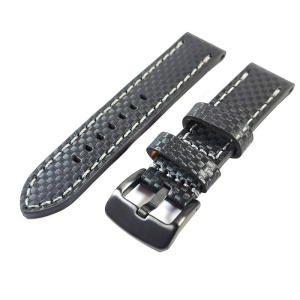 Curea Ceas „Carbon Grey Edition” – Piele Naturală cu Imprimeu Carbon & Cusătură Gri (22mm - 24mm) - Img 4