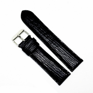 Curea Ceas „Shark Ocean” Fleurus – Piele Veritabilă de Rechin, Negru cu Cusătură Albă (20mm - 24mm)