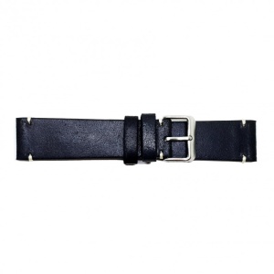 Curea Ceas „Vantage Obsidian” – Piele Naturală Neagră, Aspect Retro & Cusătură Crem (20mm - 22mm) - Img 3
