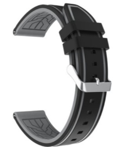 Curea Ceas Alfa din Silicon Negru și Gri – 20/22 mm – Grosime 5 mm