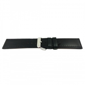 Curea ceas din piele naturala Neagra - 18mm, 24mm - WZ3388 - Img 3