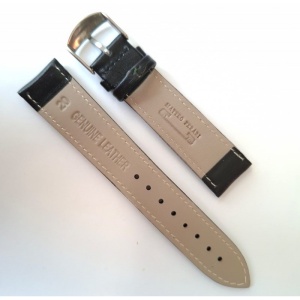 Curea Ceas din Piele Naturală Neagră, cu Cusătură Verde 20mm 22mm - Img 3