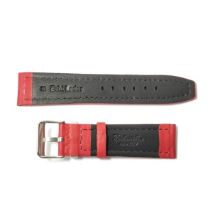 Curea Ceas Eichmuller - Piele Naturala Rosie, Cusatura Alba 22mm 24mm - WZ5220 - Img 3