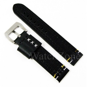 Curea Ceas Piele Cusatura Dubla 20mm 22mm 24mm Alb - Galben WZ1474 - Img 2