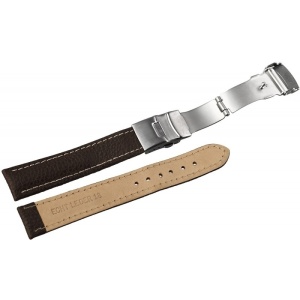 Curea Ceas Piele Naturala Bizonata Maro Deployant Cusatura Alba 16mm - 24mm 8162712001 - Img 3
