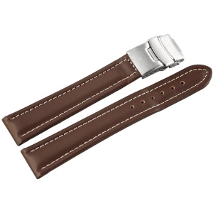 Curea Ceas Piele Naturala Maro Deployant Cusatura Alba 16mm - 24mm 8162702000