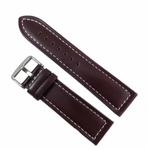 Curea Ceas Piele Naturală Maro Închis Cusătură Albă 18mm, 20mm, 22mm, 24mm - WZ2365