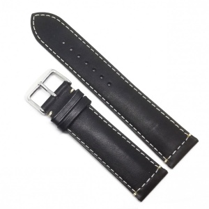 Curea Ceas Piele Naturală Neagră cu Textură Bizonată – 20/22 mm