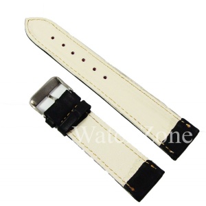 Curea ceas piele naturala neagra cusatura alba 20mm 22mm 24mm WZ1625 - Img 2