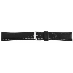 Curea Ceas Piele Naturala Neagra Cusatura Alba 22mm 24mm 26mm 8000057 - Img 2