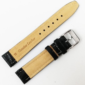 Curea Ceas Piele Naturala Neagra Imprimeu Crocodil - 18mm, 20mm - WZ2019 - Img 2