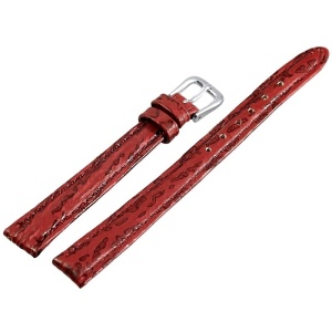 Curea Ceas Piele Naturala Rosie cu Imprimeu 10mm 813851510110