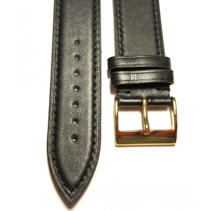 Curea Ceas Piele Naturală WZ1011 – Model XXL Negru Mat cu Cataramă Aurie - Img 2