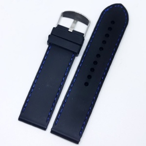 Curea ceas silicon negru si cusatura albastra 22mm WZ957 - Img 2