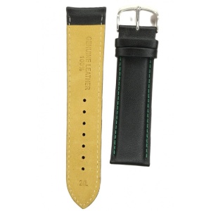 Curea Ceas Time Veranda – Piele Naturală, Neagra cu Cusătură Verde - Img 3