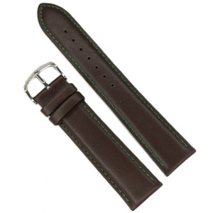 Curea Ceas Time Veranda – Piele Naturală Premium, Maro cu Cusătură Verde