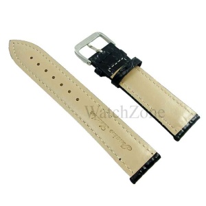 Curea Ceas WatchZone din Piele Naturală Neagră cu Imprimeu Crocodil, Dublu Strat, Interior Crem, Model WZ1613 (12mm - 26mm) - Img 2