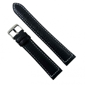 Curea Ceas XXL Piele Naturala Neagra Cusatura Alba 18mm 20m 22mm - WZ2309
