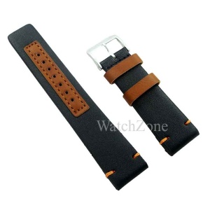 Curea de ceas 20mm, 22mm, 24mm neagra insertii maro Matteo Ferari WZ1615