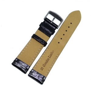 Curea de ceas din Piele Naturala - Culoare Neagra si Textura Lucioasa - 22mm - GR3873 - Img 2