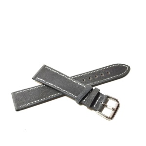 Curea de Ceas din Piele Naturală Gri – Finisaj Bizonat – Cusătură Albă – 18/20/22 mm - Img 2