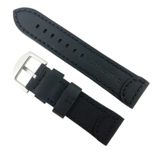 Curea de ceas din piele naturala Neagra - 24mm WZ2872 - Img 2