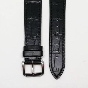Curea de ceas din piele neagra cu imprimeu croco 20mm C3081 - Img 2