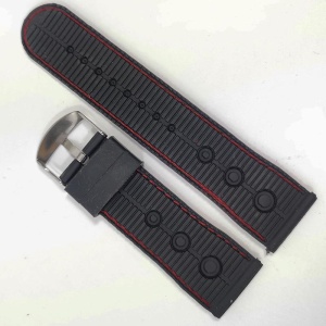 Curea de Ceas din Silicon Time Veranda – 22mm | Negru Mat cu Cusătură Roșie - Img 2
