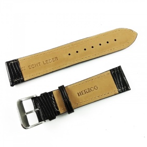 Curea de ceas Maro-inchis din piele naturala cu imprimeu soparla - 22mm - WZ3422 - Img 4