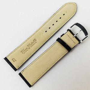 Curea de ceas neagra din piele de vitel cu imprimeu de soparla 20mm WZ2902 - Img 2