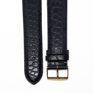 Curea de ceas neagra din piele veritabila de Crocodil - 1BE14D04P/5M - Img 2