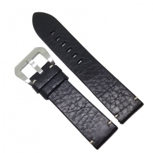 Curea de ceas Robusta din Piele Naturala - Culoare Neagra - 24mm - WZ4008