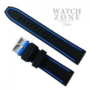 Curea pentru ceas Alfa - Silicon Albastru și Negru - 20mm, 22mm 24mm - 5S15 Albastru