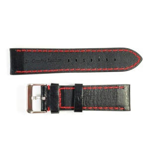 Curea pentru ceas Chermond Culoare Neagra, Cusatura Rosie 20mm, 22mm, 24mm WZ3480 - Img 2