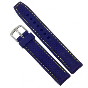 Curea Silicon Albastru cu Cusătură Galbenă – 18 mm – Grosime 5.5 mm – Cataramă Oțel – Confort și Stil