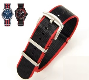 Curea Universală Nylon Negru cu Roșu – Stil Militar și Confort pentru Ceasul Tău 20 - 22mm