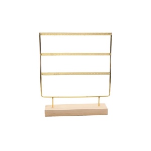 Cutie de Expoziție pentru Inele – Bambus cu Ramă Metalică – 32x27x7cm – 4 Culori – Expozitor Profesionist - Img 1