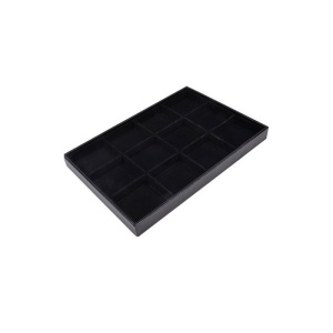 Expozor / Organizator Bijuterii din Catifea Negru / Gri - 23cm - 12 spatii - WZ1446 - Img 2