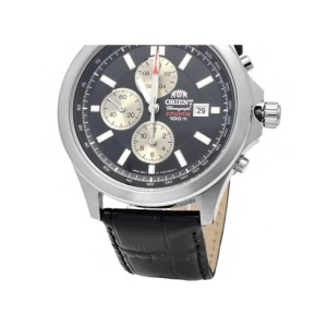 Orient Sporty Chronograph FTT0T002B – Cronograf Quartz Japonez – Carcasă Titan 47 mm – 100 m – Curea Piele - Img 2
