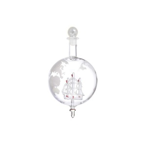 Set Decantor „World Traveler” – Glob Pământesc cu Corabie Interioară, 2 Pahare și Suport Rotativ - Img 2