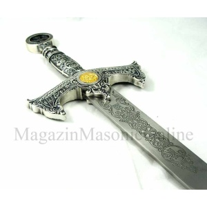 Spadă Cavaler Templier – 75 cm – Oțel Inoxidabil – Lamă Gravată Laser – Made in Spain