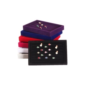 Suport Organizare Inele, Bijuterii și Butoni – Catifea – 23 x 14,5 x 3 cm – 4 Culori (Negru, Gri, Roșu, Fuchsia) – WZ444 - Img 5