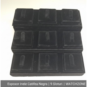 Suport Prezentare Inele și Pandantive – 9 Sloturi, Catifea Gri (WZ5478) - Img 3
