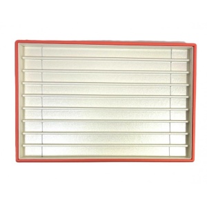 Tavă Expunere 9 Lanțuri, Structură Lemn și Piele Eco Orange/Crem – 250x180x35 mm - Img 2