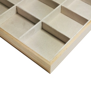 Tava prezentare si organizare bijuterii 12 spatii cu material textil bej WZ5292 - Img 2
