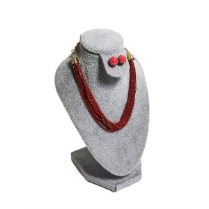 Bust de prezentare bijuterii invelit in catifea gri 16cm BU5381 - Img 3