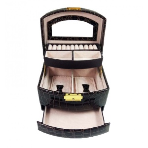 Caseta Bijuterii Piele Ecologica Lavinia Neagra / Rosie / Maro / Visiniu / Violet- Z2073 - Img 11
