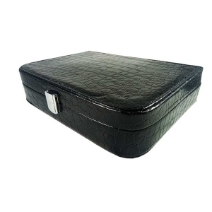Caseta Bijuterii Roșie / Neagră / Maro Piele Ecologica Amy - Img 7