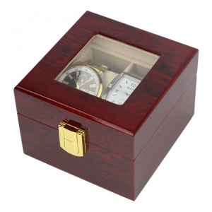 Caseta Ceasuri Cu 2 spații, din lemn lucios WZ2417 - Img 4